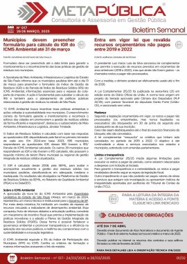 Imagem da notícia BOLETIM SEMANAL Nº 017